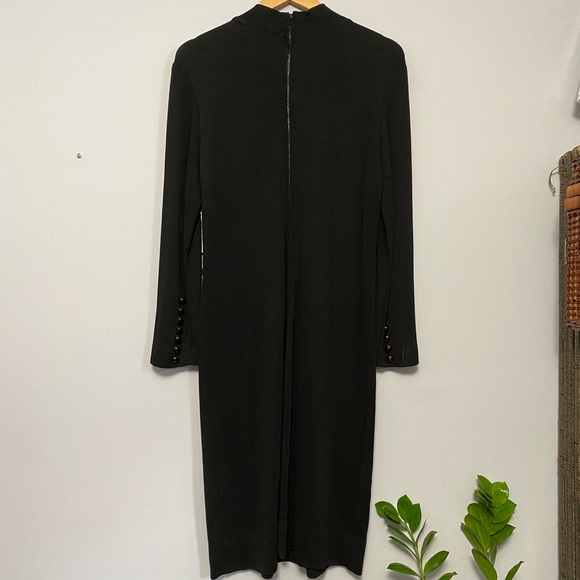 Vintage 1950s 1960s Ribbed Mock Neck Wiggle Dress - Picture 4 of 5